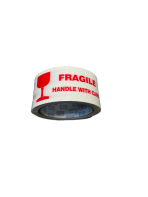 TAPE PRINTED( FRAGILE) Handle With Care  (48mmX 50m) Rolls (Sold per each) (red on white)