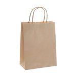 Carry Bags (brown) + with handle - Small Bag Twist Handle 60gsm 290 x 180 x 120