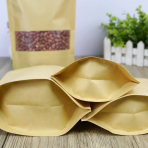 Kraft Standup pouches MX-001-2 (100 X 150 +35/40mm ) + window + zipper - Image 2