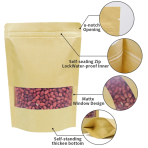 Kraft Standup pouches MX-001-2 (100 X 150 +35/40mm ) + window + zipper - Image 3