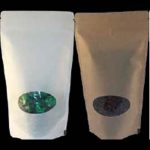 Kraft Stand up Pouch + zipper (SOLD per 200 bags) - White Self standing with window +zip (140 x 245 + 80 BG)